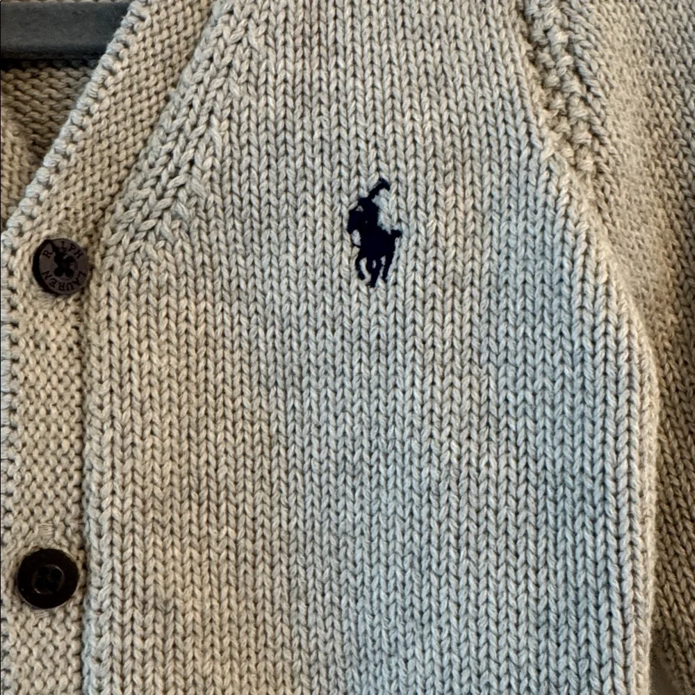 Ralph Lauren Baby V-Neck Cardigan - Light Gray. Size 18 Months.